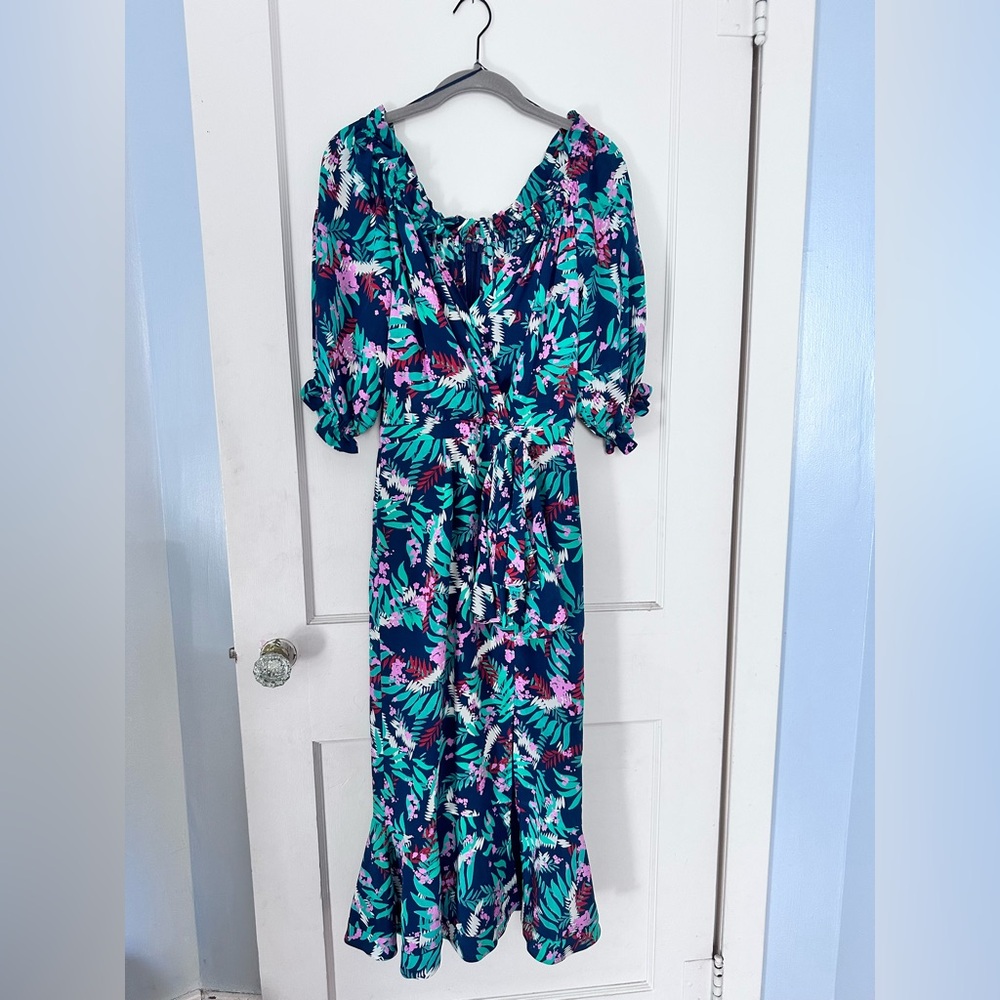 NWOT SALONI Olivia 100% Silk Dress in Midnight Fern - Size 0